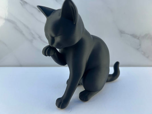 Chat - Figurine : Noir Levant la Patte