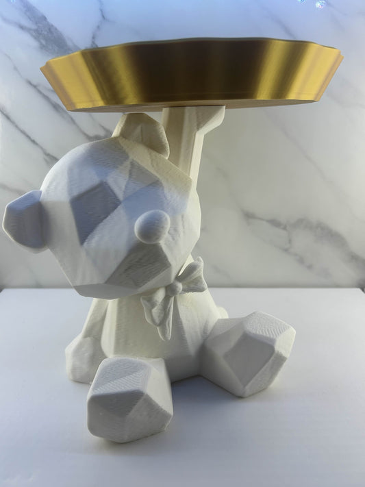 Vide-poches - Ourson Blanc : Avec Plateau Doré