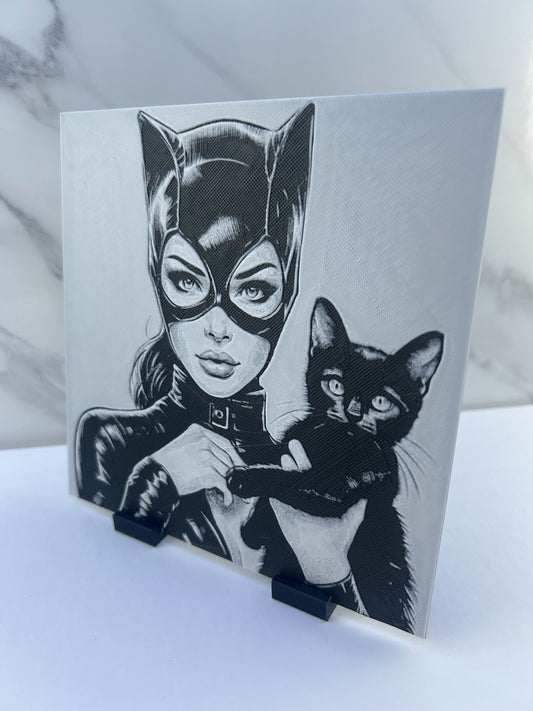 Catwoman avec Chat Noir - Plaque : Avec Support
