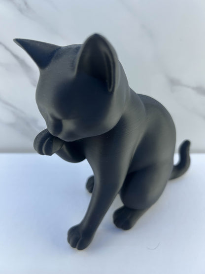 Chat - Figurine : Noir Levant la Patte