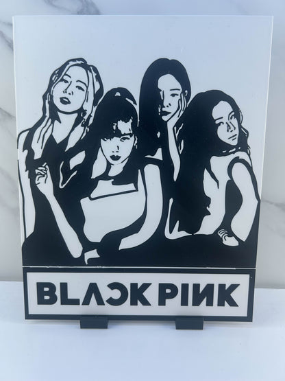 Blackpink - Plaque avec Support : Noir et Blanc