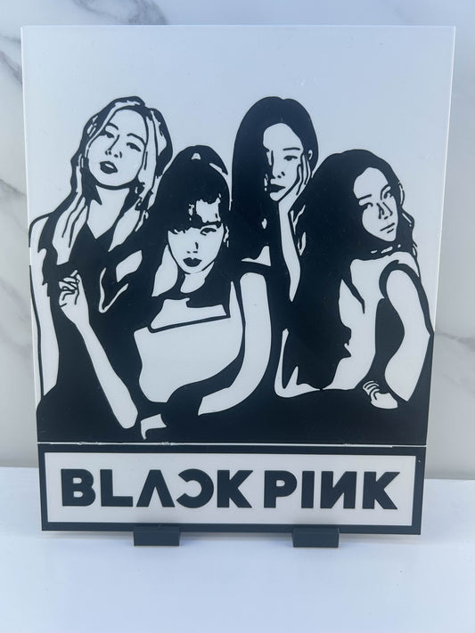 Blackpink - Plaque avec Support : Noir et Blanc