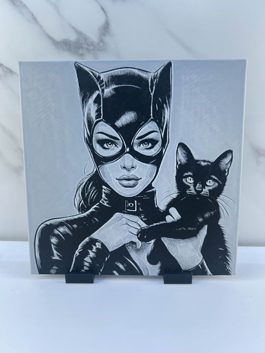 Catwoman avec Chat Noir - Plaque : Avec Support