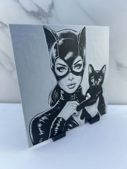 Catwoman avec Chat Noir - Plaque : Avec Support