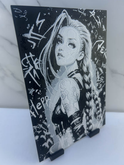 Arcane - Plaque avec Support : Jinx