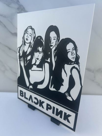 Blackpink - Plaque avec Support : Noir et Blanc