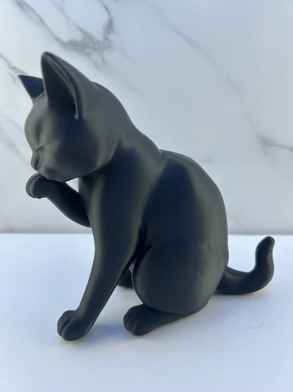 Chat - Figurine : Noir Levant la Patte