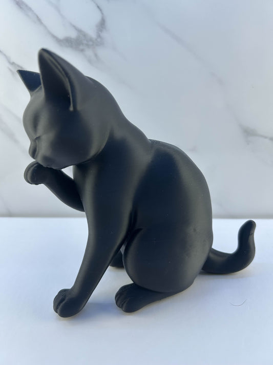 Chat - Figurine : Noir Levant la Patte