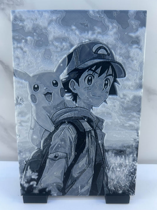 Pokémon - Plaque avec Support : Sacha & Pikachu