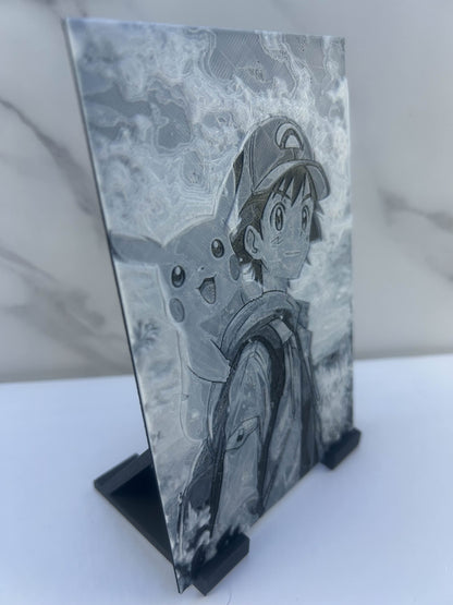 Pokémon - Plaque avec Support : Sacha & Pikachu