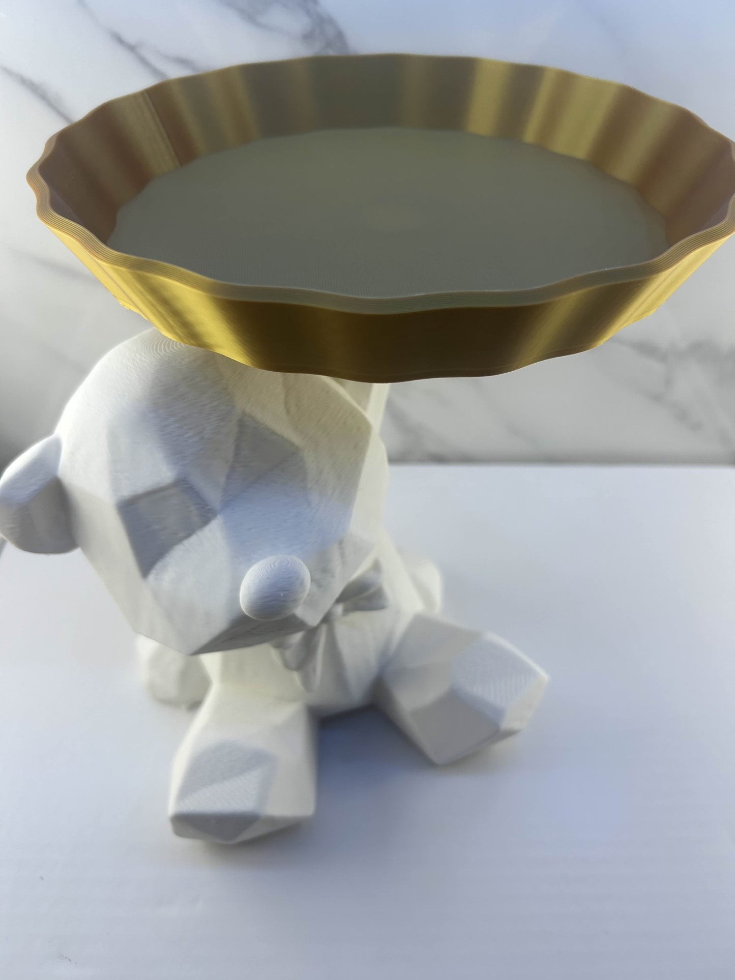 Vide-poches - Ourson Blanc : Avec Plateau Doré