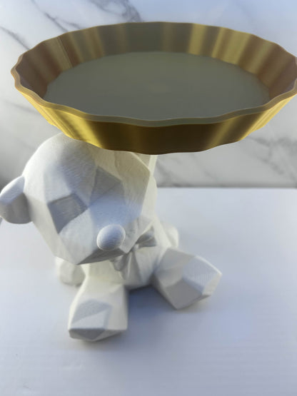 Vide-poches - Ourson Blanc : Avec Plateau Doré