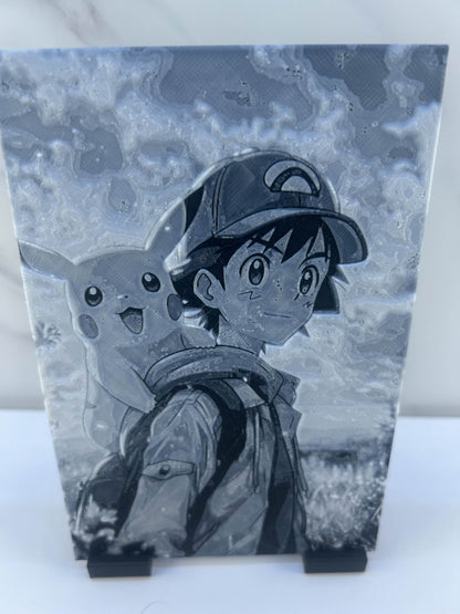 Pokémon - Plaque avec Support : Sacha & Pikachu